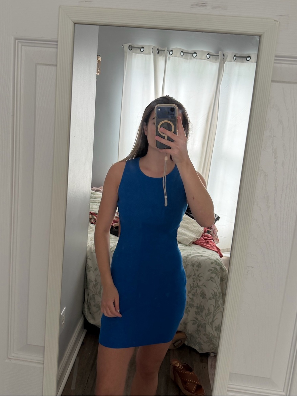 Form-Fitting Royal Blue Mini Dress - Sleeveless Women's Dress